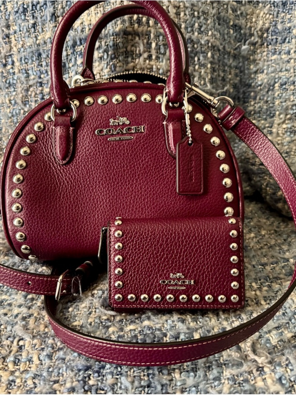 Coach Leather Mini Dome Satchel and matching mini Wallet - Burgundy